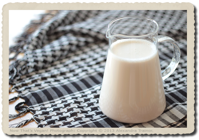 A recipe for nondairy milk made with almonds.