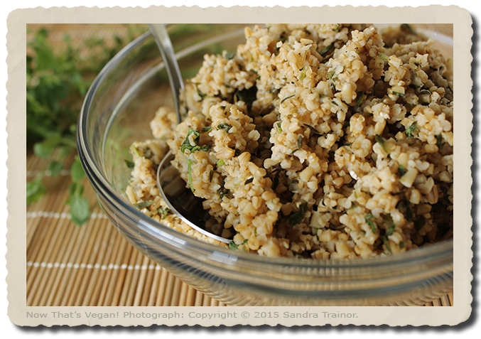 A vegan and gluten-free stuffing made with steel cut oats.