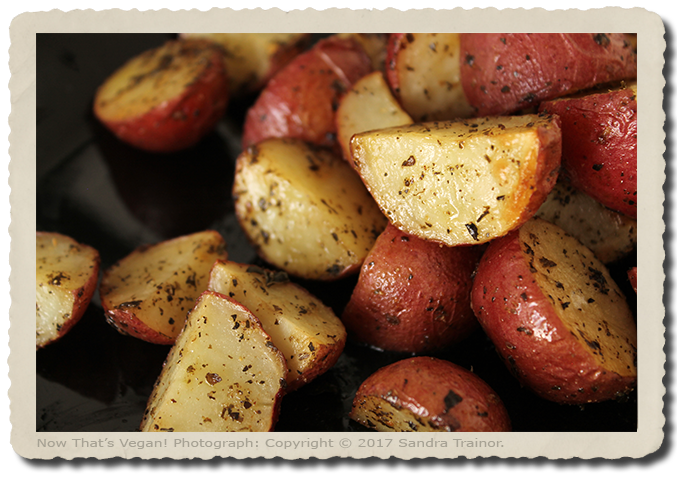 Small red potatoes roasted with seasoning.