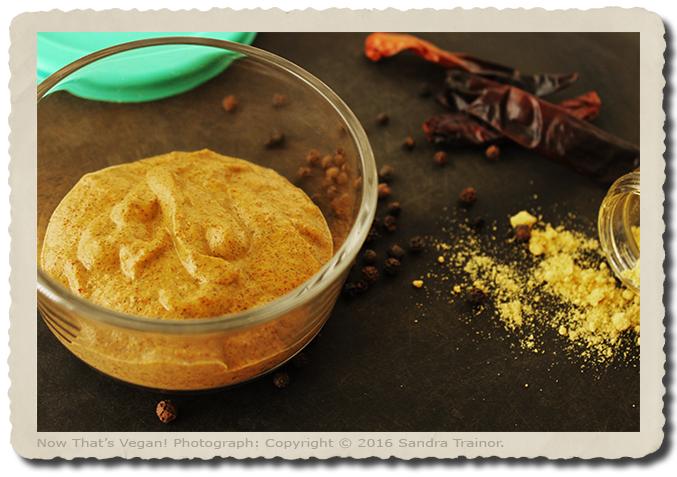 A mustard made spicy with black peppercorns and dried chili pepper.