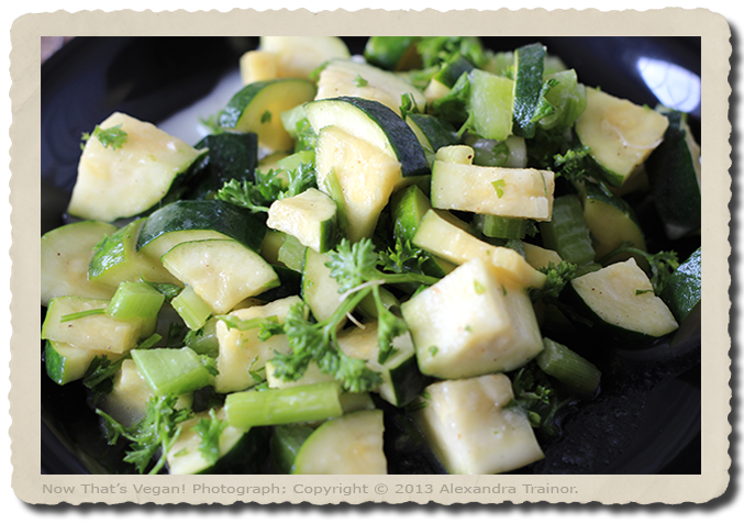 A raw zucchini salad with ginger dressing.
