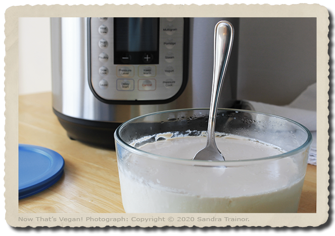 A nondairy yogurt made using an Instant Pot
