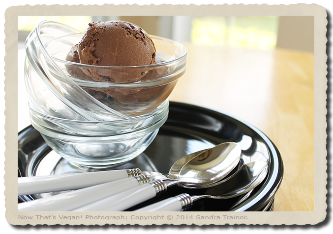 A recipe for homemade nondairy chocolate ice cream.