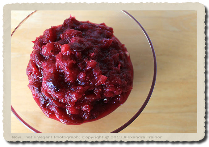A vegan condement made with cranberries.