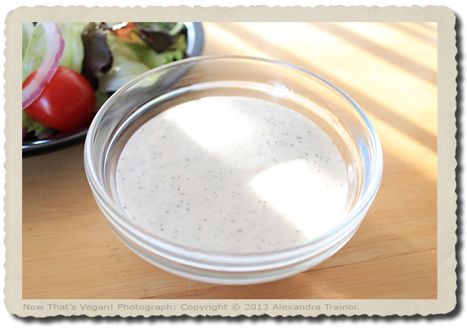 A ranch salad dressing that's nondairy and free of eggs.