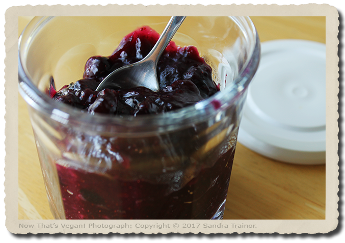 A jam made with blueberries.
